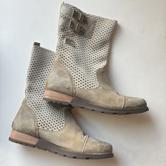Sorel Major Pull On Perforated Leather & Suede Boots Size 11 - Picture 4 of 11